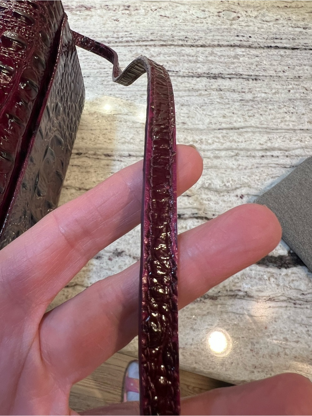 Brahmin Croc-Embossed Shoulder Bag Burgundy - Picture 12 of 16